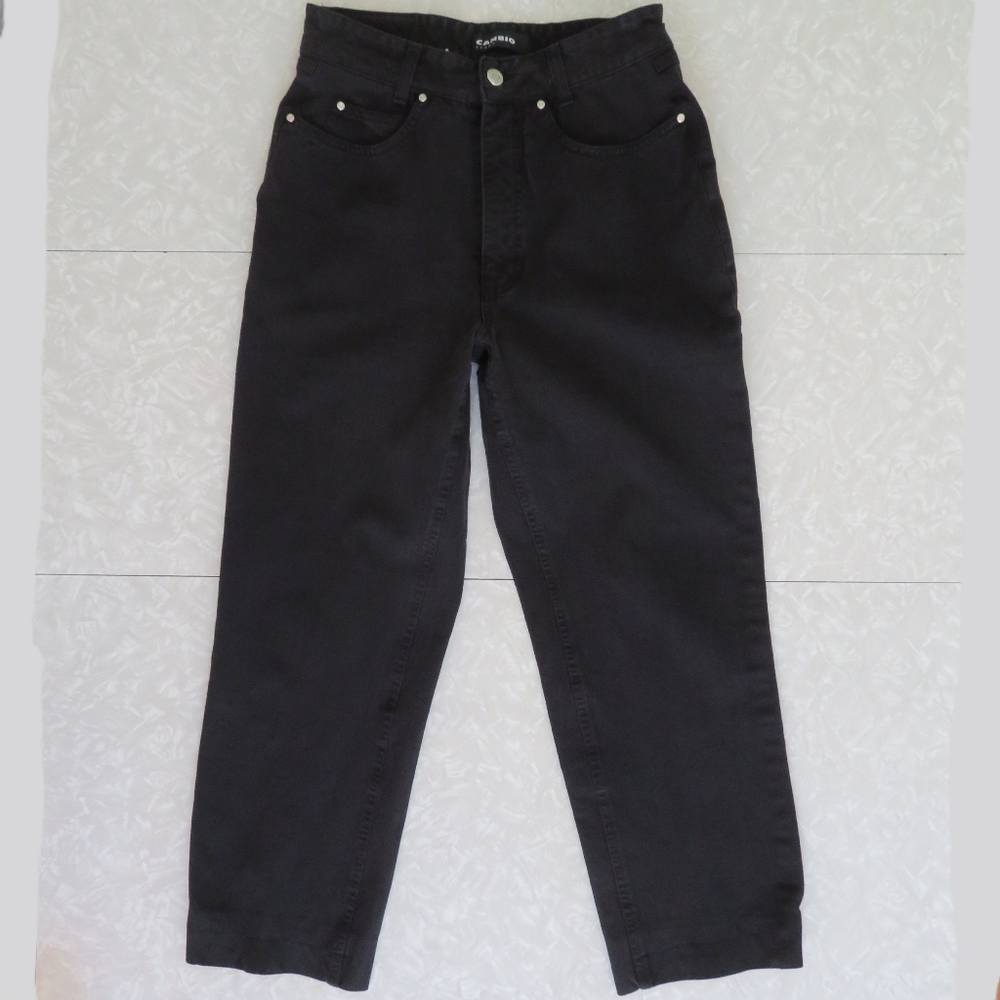 Vintage Cambio High Waisted Tapered Mom Jeans Black Denim Wash Size 8